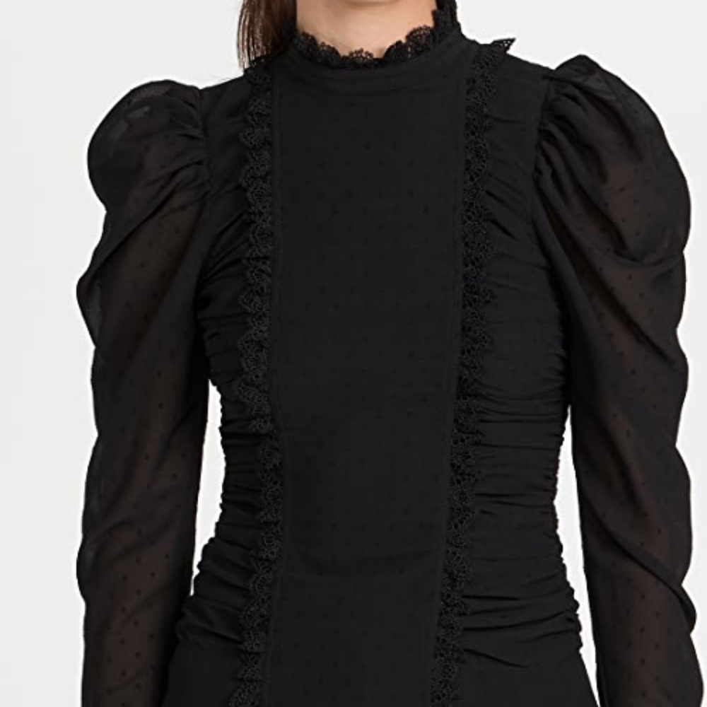 Ganni NWT Georgette High Neck Ruffle Top